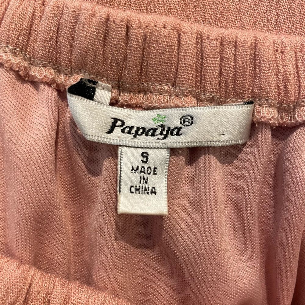 PAPAYA Off Shoulder Sleeveless Blouse Ruffled‎ Round Neck Pink/Watermelon Small - Picture 4 of 5